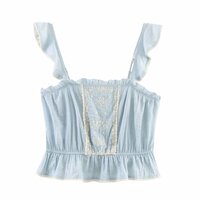 Fresh and sweet style layered decorative embroidered camisole top - Thumbnail 2
