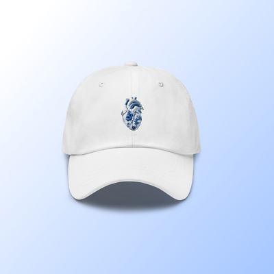 China pattern heart baseball cap white
