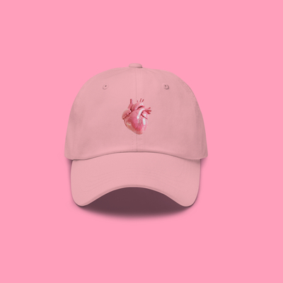 Pastel Bubblegum Heart Baseball Cap Pink