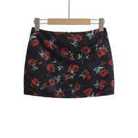 Pastoral rose floral print anti-exposure sexy hip skirt - Thumbnail 3