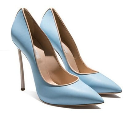 Pointed toe shallow metal heel women's shoes 6 colors
