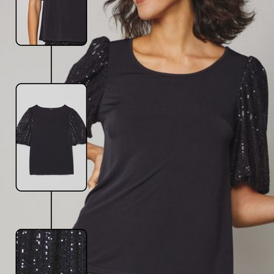 Sequin sleeve top - final sale