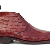 Crafted Leather Burgundy Crocodile Alligator Chukka Boot - Thumbnail 2