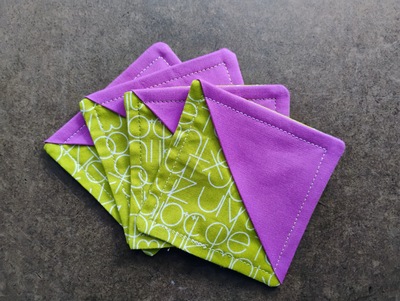 Corner bookmark- purple green letters
