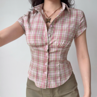 Vintage waist check short-sleeved shirt - Thumbnail 3