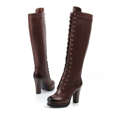 Women's high heeled boots with straps 2 colors
