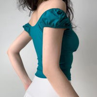 Sexy hollow U-neck short-sleeved T-shirt - Thumbnail 5
