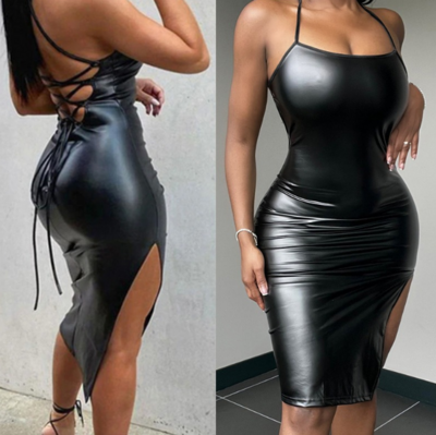 Black Sexy Backless Sling Tight Dress