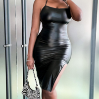 Black Sexy Backless Sling Tight Dress - Thumbnail 2