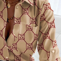 Elegant Temperament Printed Casual Long Sleeve Shirt - Thumbnail 1