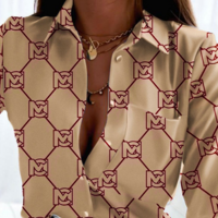 Elegant Temperament Printed Casual Long Sleeve Shirt - Thumbnail 2