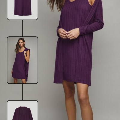 Rib knit tank dress and cardigan - final sale