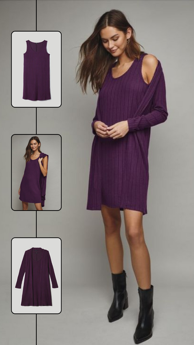 Rib Knit Tank Dress and Cardigan - FINAL SALE