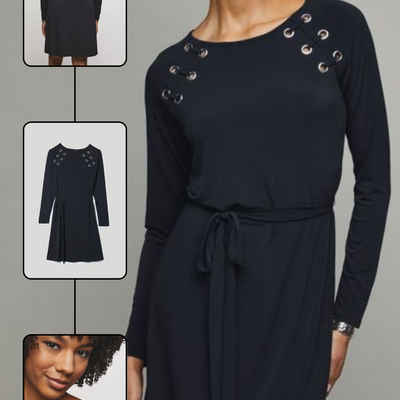 Long-sleeve grommet dress - final sale