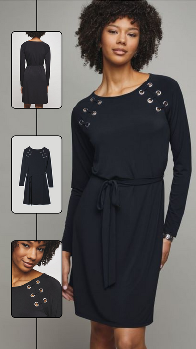 Long-Sleeve Grommet Dress - FINAL SALE