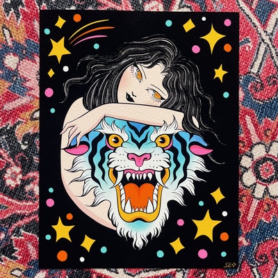 "celestial tiger" 8 1/2 x 11" print