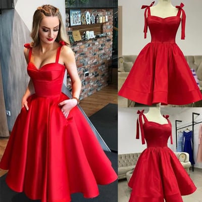 Red homecoming dresses with pockets