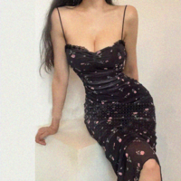 Elegant feminine sexy hip-hugging suspender dress - Thumbnail 3