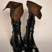 Thick-soled fashion boots retro reversible belt buckle knight boots  - Thumbnail 1