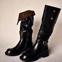 Thick-soled fashion boots retro reversible belt buckle knight boots  - Thumbnail 4