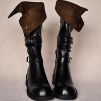 Thick-soled fashion boots retro reversible belt buckle knight boots  - Thumbnail 6