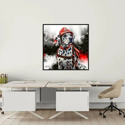 Firefighter dalmatian 24 x 24 art print