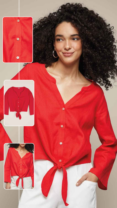 Tie-Front Button Down Top - FINAL SALE