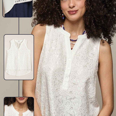 Lace-front sleeveless top - final sale