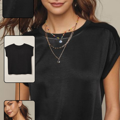 Relaxed rolled sleeve top