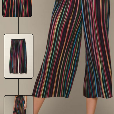 Striped wide-leg crop pant - final sale - Thumbnail 1