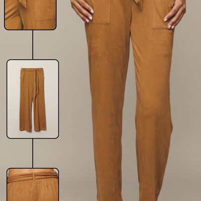 Faux-suede belted pant - final sale