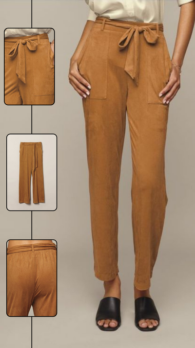Faux-Suede Belted Pant - FINAL SALE