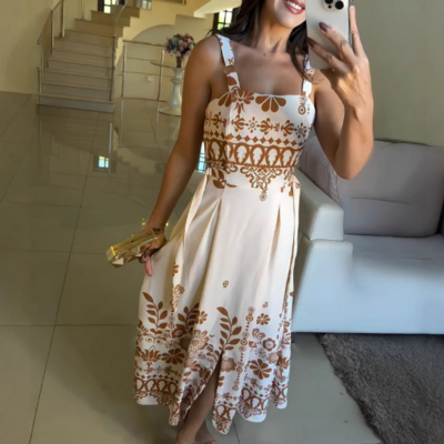 Fashion printed sleeveless dress