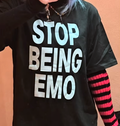 Free Shipping-STOP BEING EMO TEE