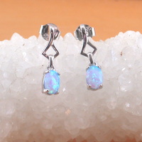 925 Blue Opal Earrings/Sterling Silver Blue Opal Earrings/Opal Jewellery/Opal Jewelry/Opal Jewelery/Opal Stud Earrings/October Birthstone - Thumbnail 5