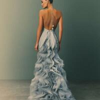 Light Blue Sheath Tiered Prom Dresses Evening Gowns Formal Party Gowns - Thumbnail 1