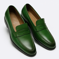 New Edition Handmade Green Loafers Dress Shoes For Mens - Thumbnail 1