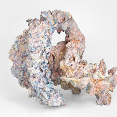 Original clay sculpture artwork - my name is new day, 2017, oil and glue on stone powder clay, 14.5 x 16 x 13.5 in. / 36.5 x 41 x 34 cm