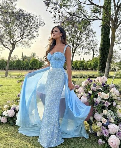  Luxury Mermaid Sequins Lace Prom Dresses Evening Gowns Formal Party Gowns