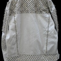 Crafted Leather Handmade White Color Biker Real Leather Studded Jackets  - Thumbnail 1