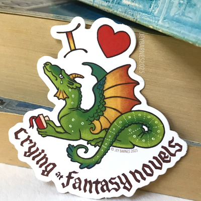 Crying at fantasy novels sticker