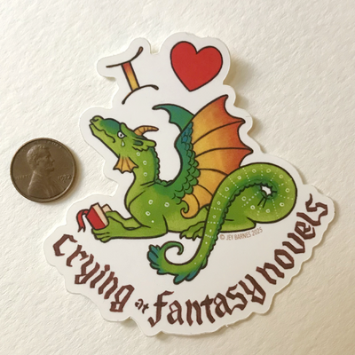 Crying at fantasy novels sticker