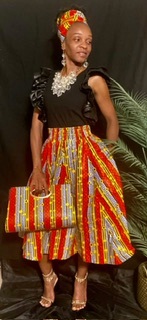 African Bloom Skirt Set w/ Headwrap & Purse
