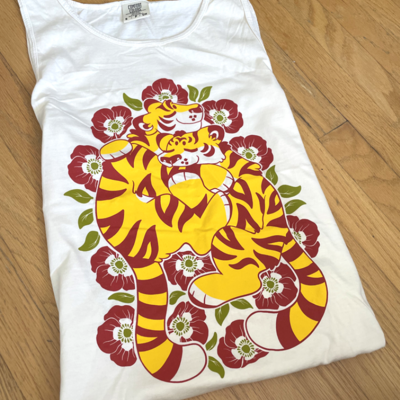 Tigers & poppies tank top