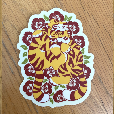 Tigers & poppies sticker - Thumbnail 1