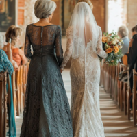 Classy Navy Lace Mother of the Bride/Groom Dress Formal Dress - Thumbnail 1