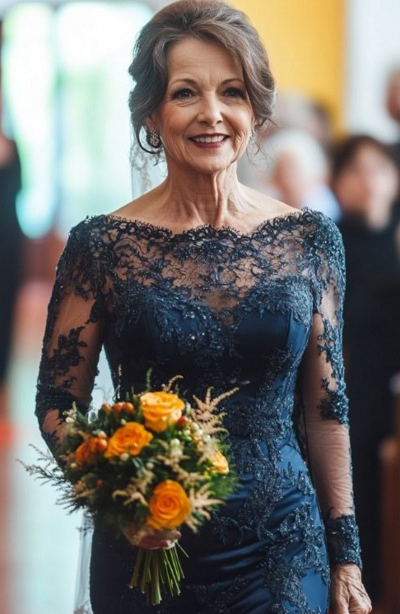 Classy Navy Lace Mother of the Bride/Groom Dress Formal Dress