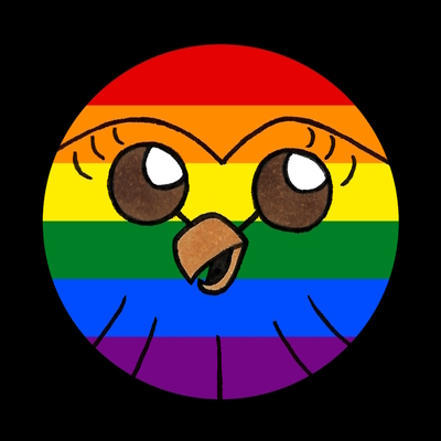 Pride hooty button badge/keyring
