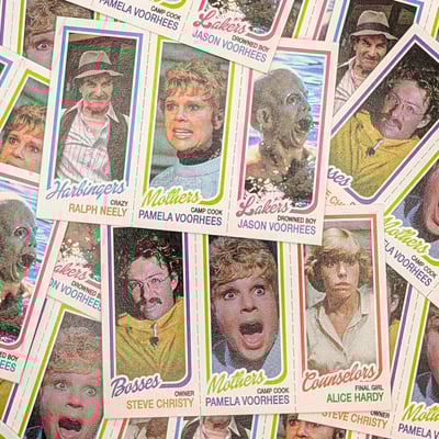 Friday the 13th triptych two (2) piece custom vintage trading card set