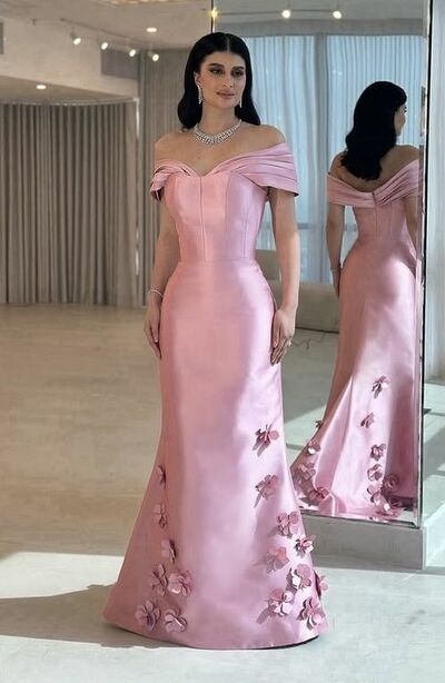 Elegant Sheath Pink 3D Handmade Flowers Mother Of The Bride/ Groom Dresses Formal Evening Dress